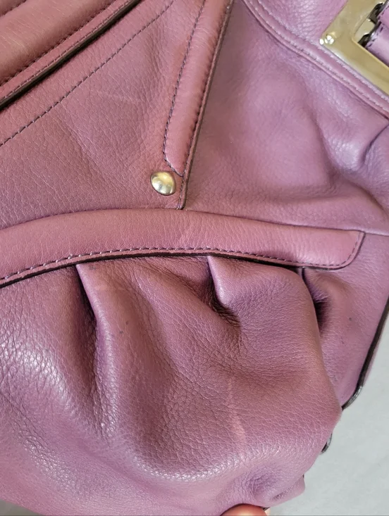 B. Makowsky Purple Naked Leather Shoulder Bag - Picture 6 of 15